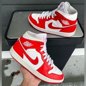 Jordan Red and White Athletic Shoes